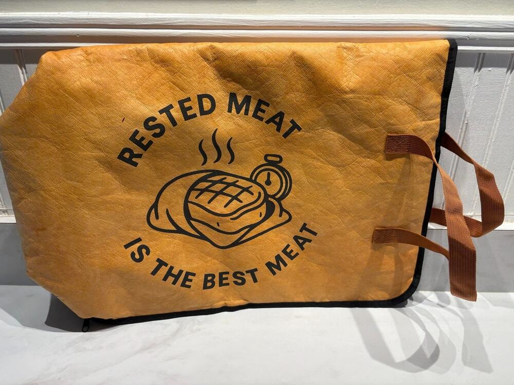 Insulated BBQ Meat Carrier Bag Rested Meat Is Best Smoker Cooler Tote Large Reus